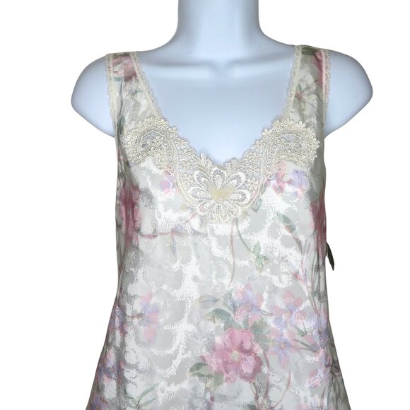 New Vintage 70s Lucie Ann II Floral Print Tank Top Camisole S Lace Trim USA Made - Picture 7 of 14